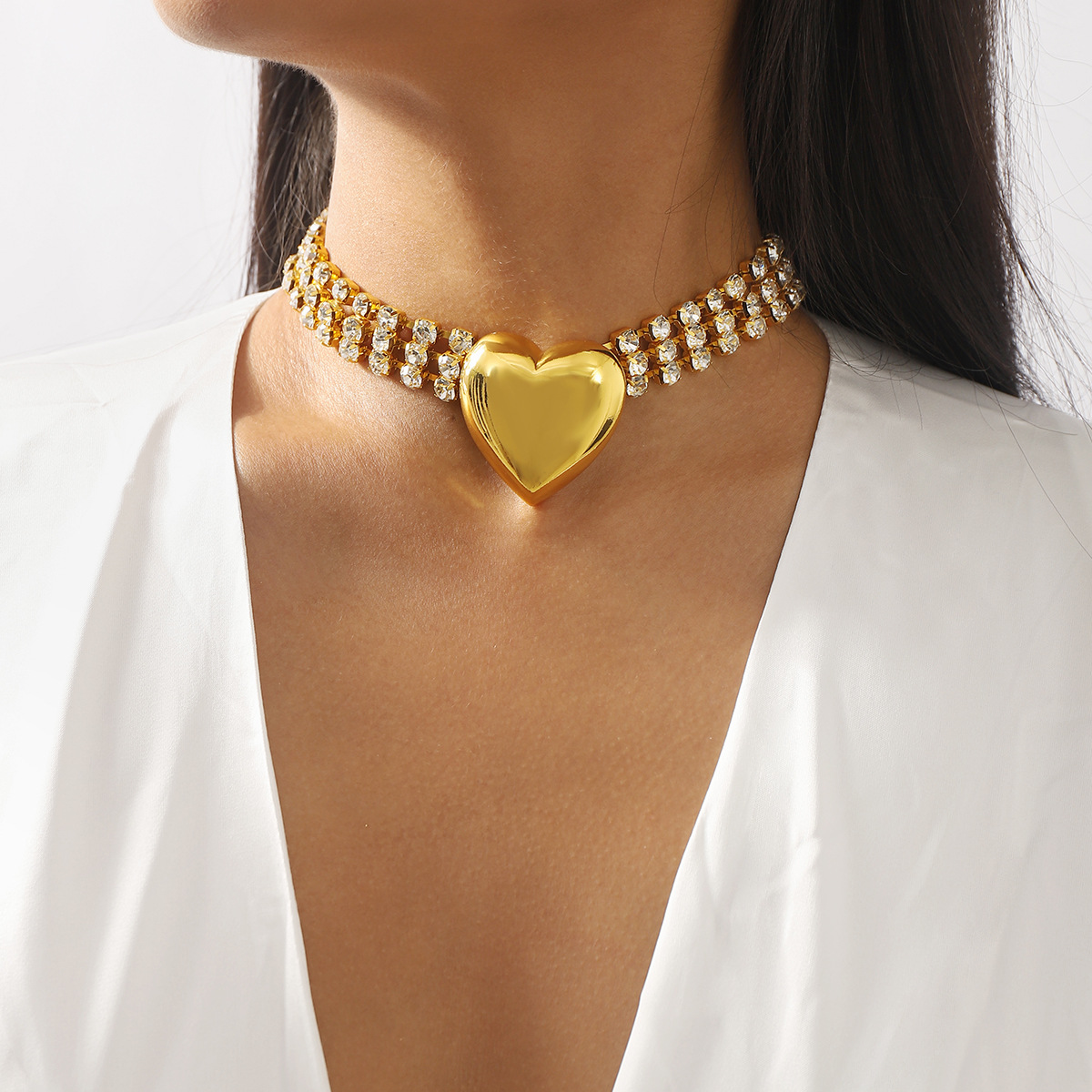 Crystal Choker Necklace - KMVEXO Shine Big Heart Crystal Choker