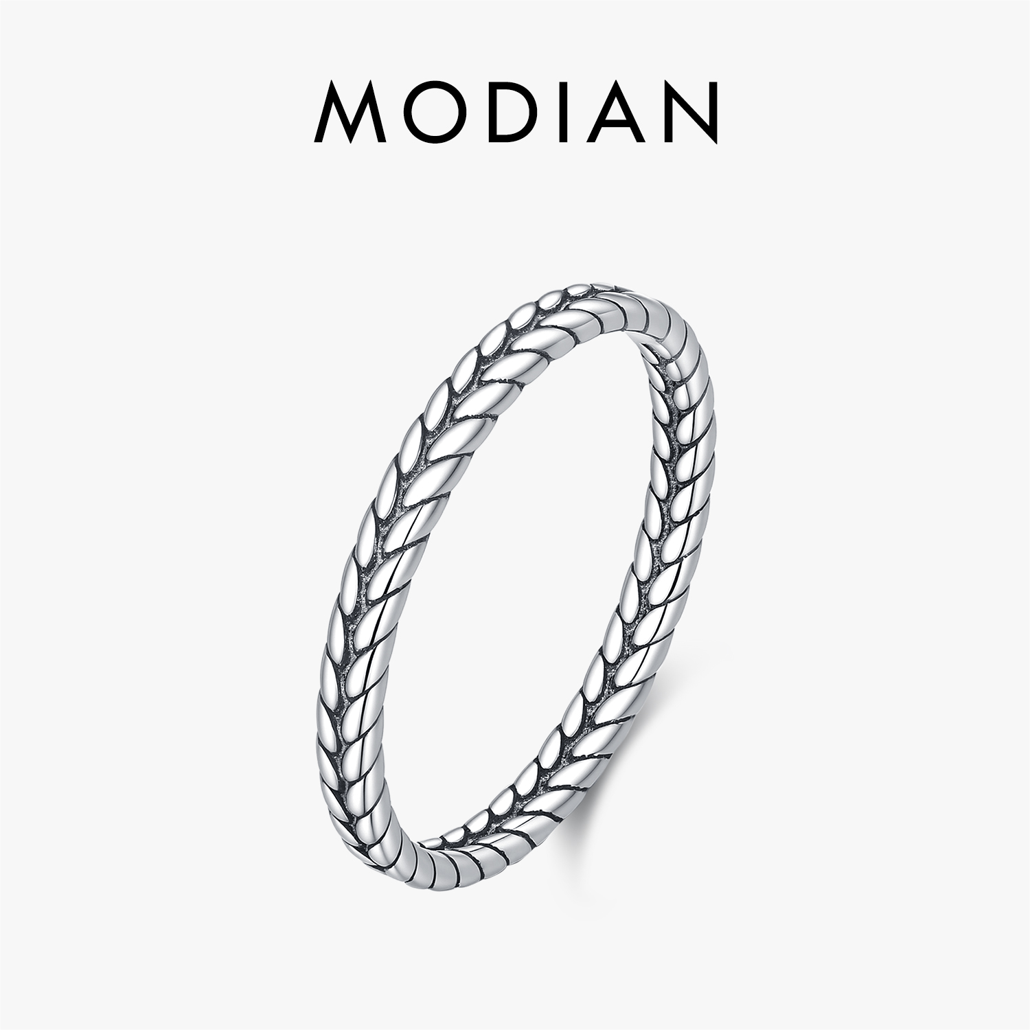 Minimalist Ring Stackable - MODIAN 925 Sterling Silver Retro Twist