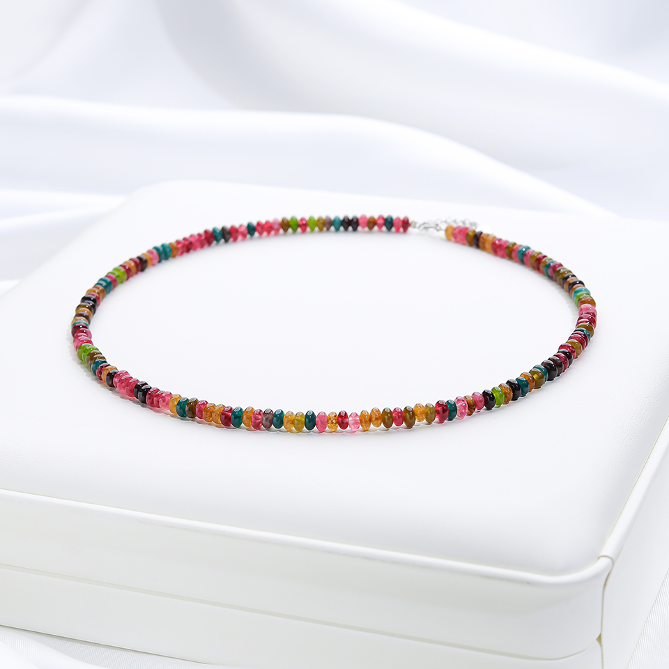 Crystal Choker Necklace - 4MM Natural Stone Necklace 925 Sterling