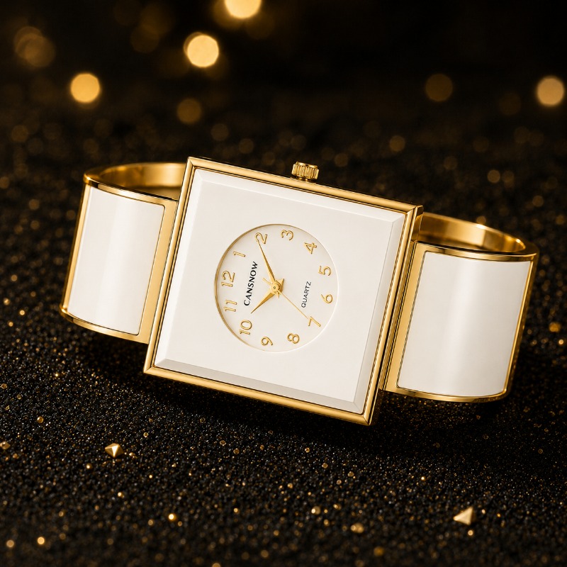 Jewelry Watches For Ladies - Elegant Square Cuff Bangle Watch for