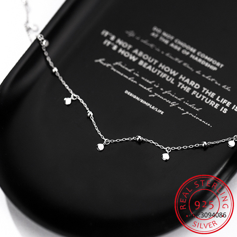 Crystal Choker Necklace - 925 Sterling Silver Delicate Jewelry Round