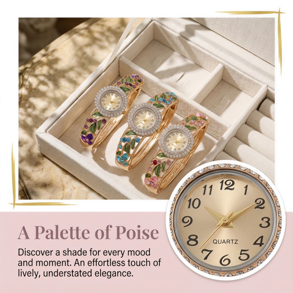 Jewelry Watches For Ladies - Rich In Flowers Vintage Watch Round