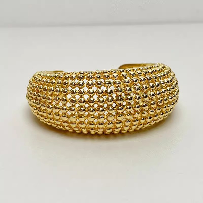 Luxury Bead Texture Open Cuff  - Minimalist Ring Stackable review and price