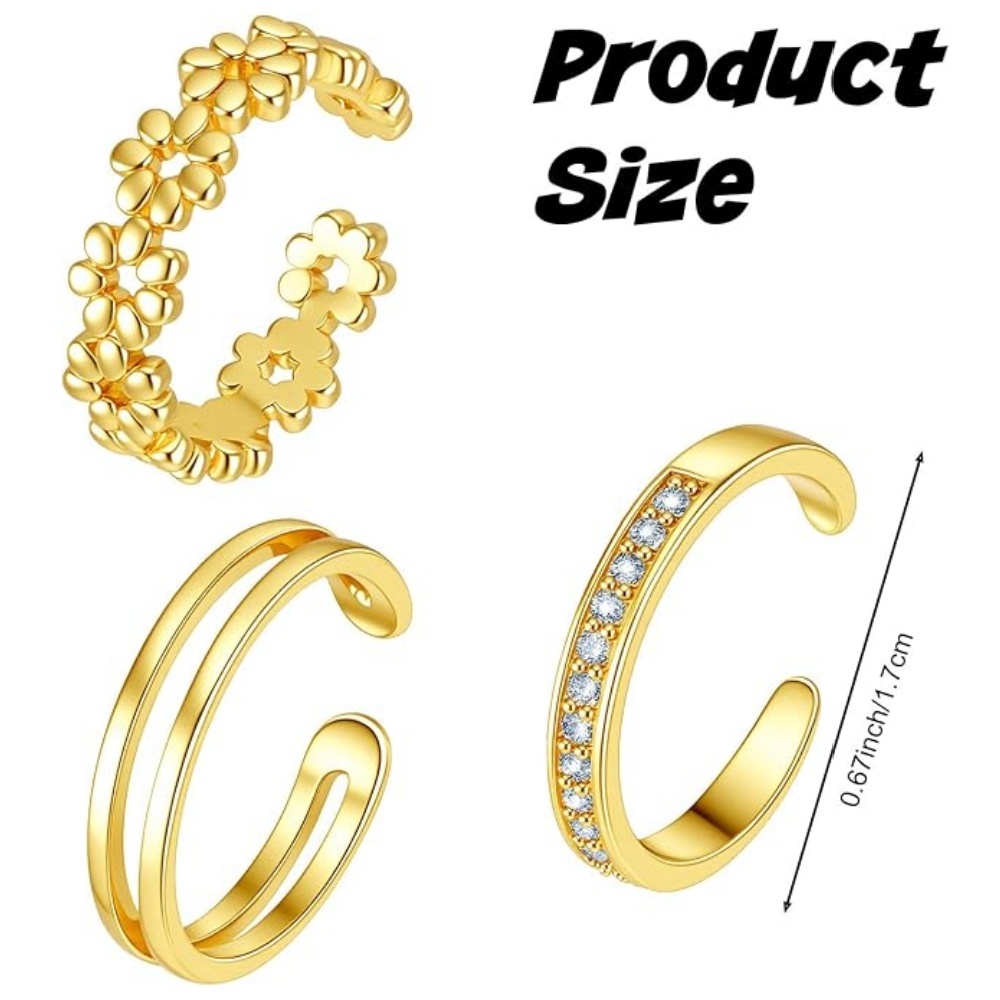 3Pcs Gold Open Adjustable Ring - Minimalist Ring Stackable review and price