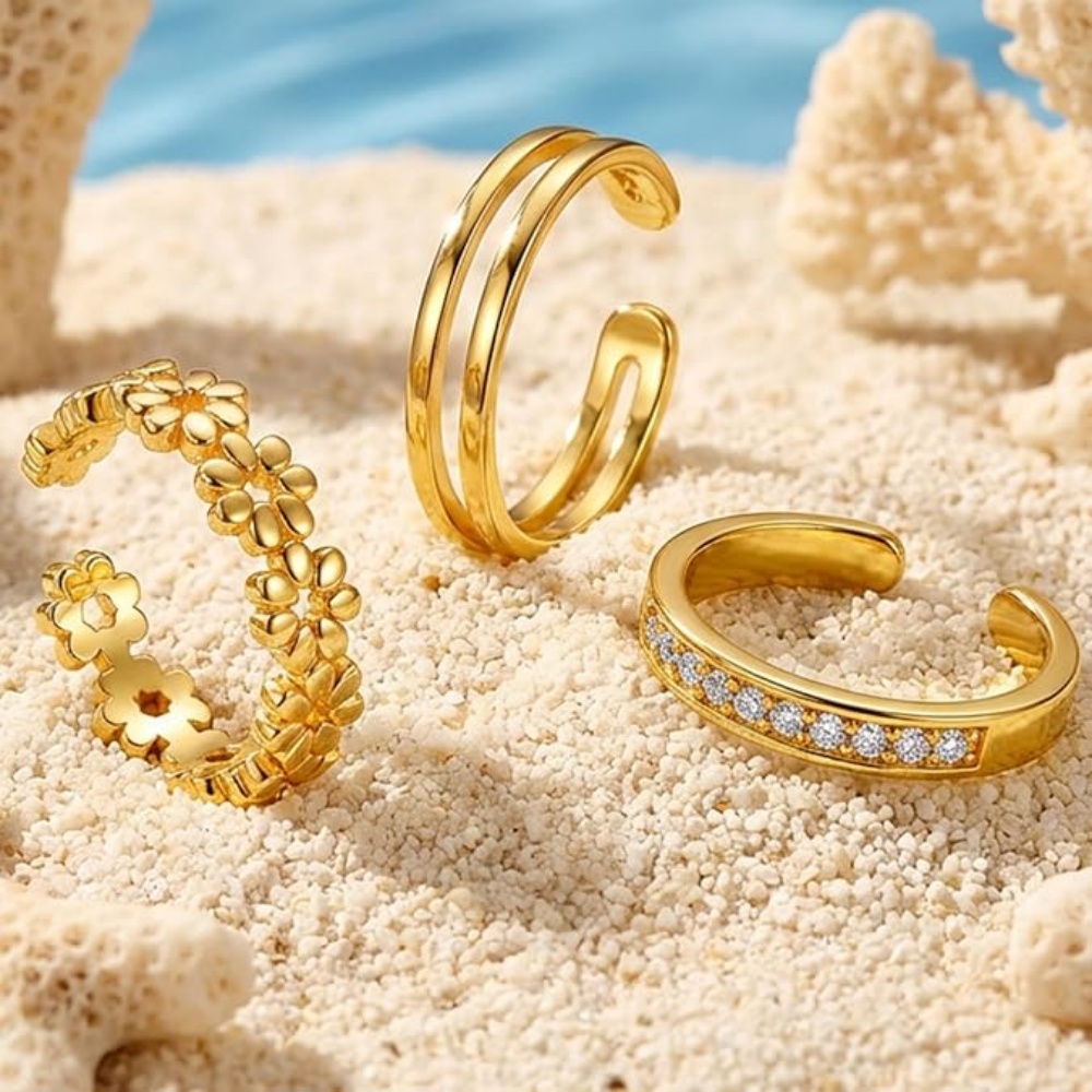 3Pcs Gold Open Adjustable Ring - Minimalist Ring Stackable review and price