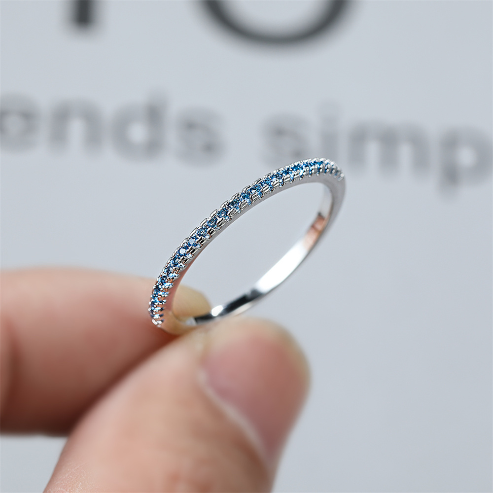 Aqua Blue Crystal Small Round  - Minimalist Ring Stackable review and price