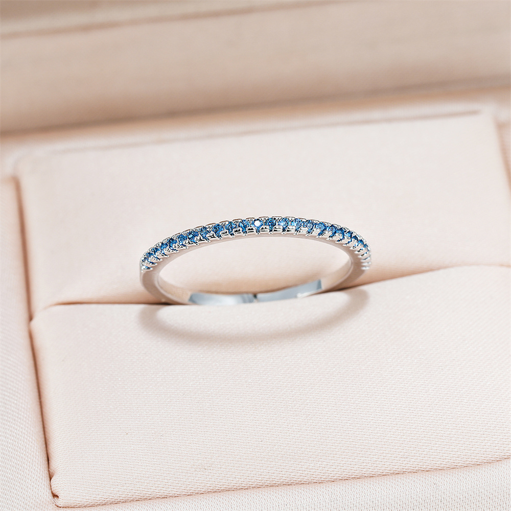 Aqua Blue Crystal Small Round  - Minimalist Ring Stackable review and price