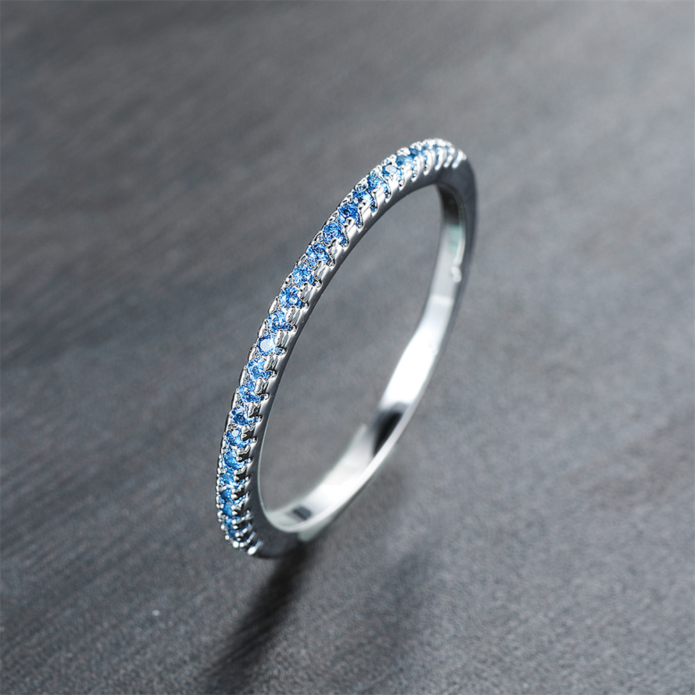 Aqua Blue Crystal Small Round  - Minimalist Ring Stackable review and price