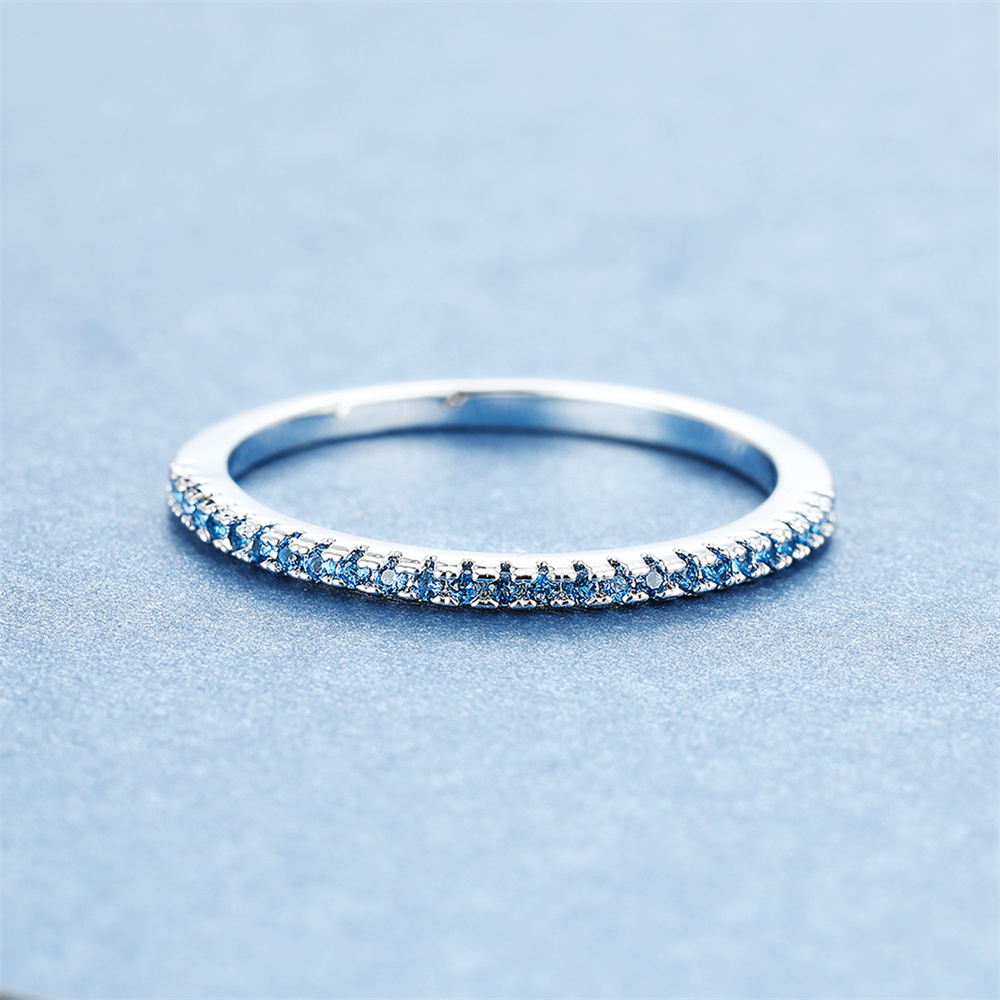 Aqua Blue Crystal Small Round  - Minimalist Ring Stackable review and price