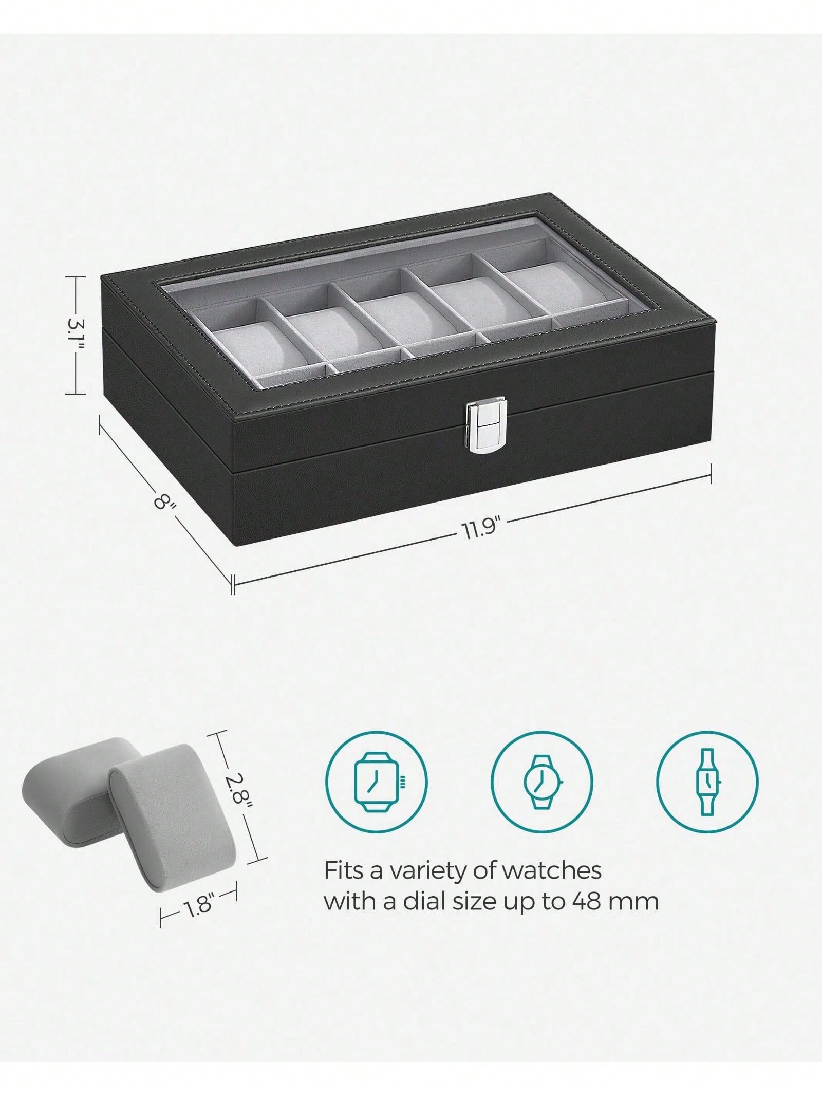 12-Slot Lockable Watch Box wit - Jewelry Watches & Accessories review and price