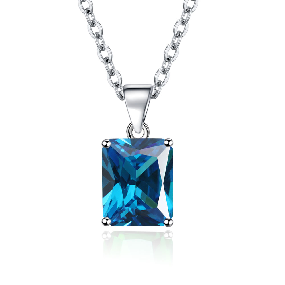 Emerald Cut Blue Topaz Created - Crystal Choker Necklace review and price