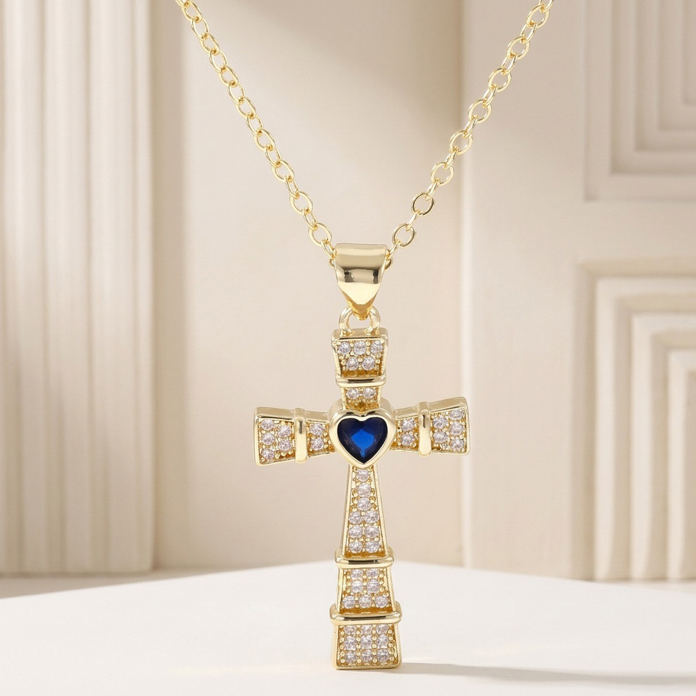 Fashion Cubic Zirconia Cross P - Crystal Choker Necklace review and price